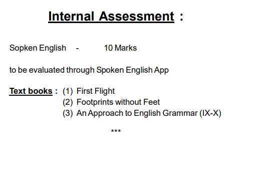 SEBA CLASS 10th English ( Second Language ) internal Assessment Syllabus 2025-26